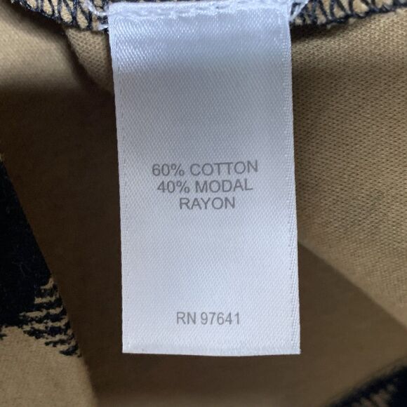 J Jill Check Crop Top Woman Tan  Black Drop Shoulder 3/4 Sleeve Soft Modal Blnd - Picture 6 of 14